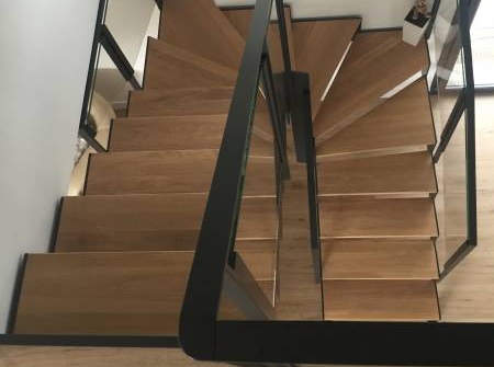 escalier 2/4 tournant metal & bois lyon metal