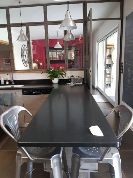 verrière type ateliers acier  avec porte battant a gênas