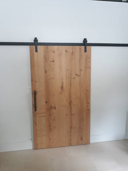 Porte bois suspendue sur rail acier a caluire